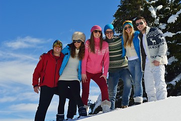 Image showing winter fun with young people group