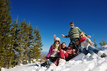 Image showing Young Couple In Winter  Snow Scene