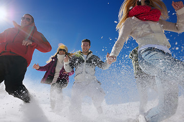 Image showing winter fun with young people group