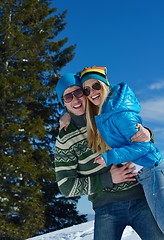 Image showing Young Couple In Winter  Snow Scene