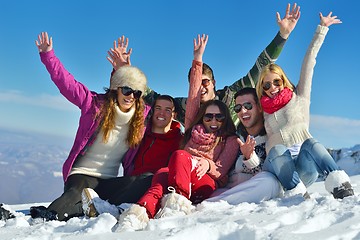 Image showing winter fun with young people group