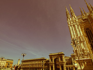 Image showing Retro looking Piazza Duomo, Milan