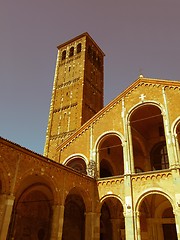 Image showing Retro looking Sant Ambrogio church, Milan