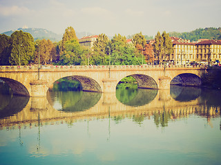 Image showing Retro look River Po, Turin