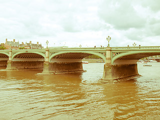 Image showing Retro looking Westminster Bridge