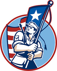 Image showing American Patriot Serviceman Soldier Flag Retro