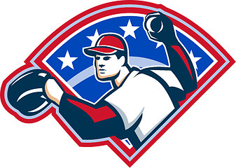 Image showing Baseball Player Throwing Ball Retro