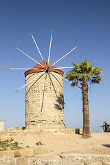 Image showing Mandraki Harbour windmills ,Rhodes Island