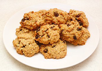 Image showing Oatmeal raisin cookies fresh from the oven
