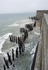 Image showing wooden poles