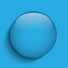 Image showing Blue Glass Circle Button on Red Background