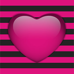 Image showing Glossy Emo Heart. Pink and Black Stripes