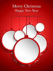 Image showing Merry Christmas Red Paper Balls Hanging