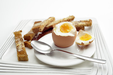 Image showing Boiled egg breakfast