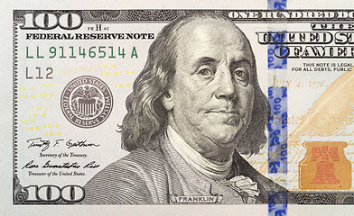 Image showing Left Half of the New One Hundred Dollar Bill