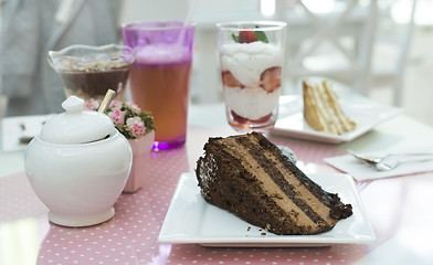 Image showing Choco Cake and a milkshake in confectionery