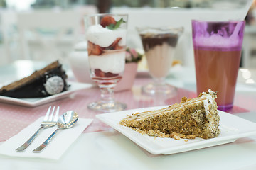 Image showing Cake and a milkshake in confectionery