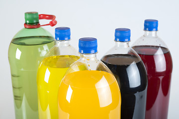 Image showing Carbonated drinks in plastic bottles