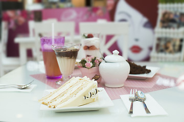 Image showing Cake and a milkshake in confectionery