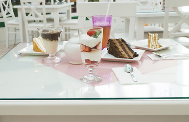 Image showing Cake and a milkshake in confectionery