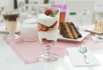 Image showing Cake and a milkshake in confectionery