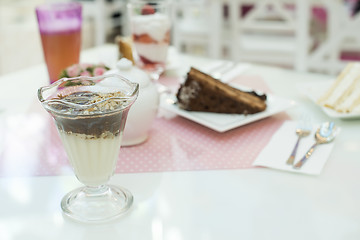 Image showing Cake and a milkshake in confectionery