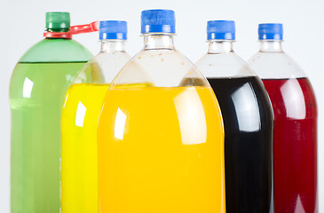 Image showing Carbonated drinks in plastic bottles