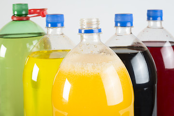 Image showing Carbonated drinks in plastic bottles