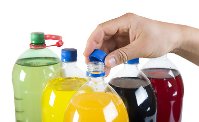 Image showing Carbonated drinks in plastic bottles