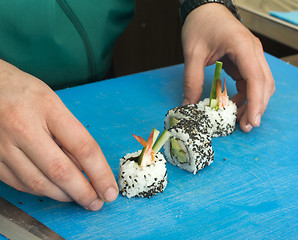 Image showing Making sushi