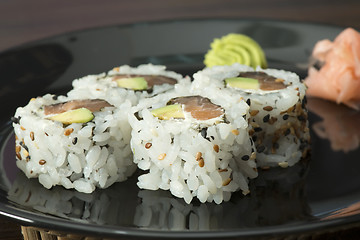 Image showing Close up sushi in plate