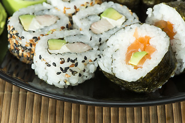 Image showing Close up sushi in plate