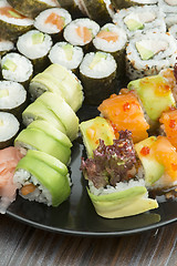 Image showing Close up sushi in plate