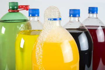 Image showing Carbonated drinks in plastic bottles