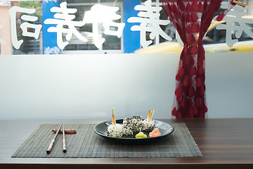 Image showing Sushi in restaurant