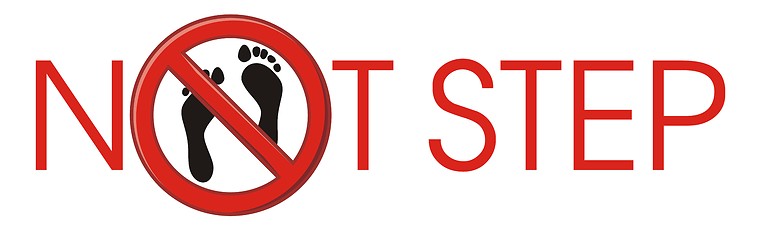 Image showing NOT STEP barefoot