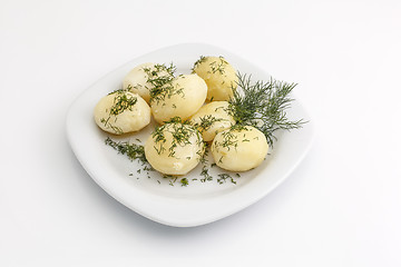 Image showing Boiled potatoes with dill