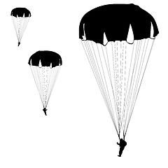 Image showing Skydiver, silhouettes parachuting vector illustration