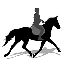 Image showing vector silhouette of horse and jockey