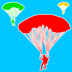 Image showing Skydiver, silhouettes parachuting vector illustration