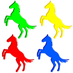 Image showing rearing up horse  vector silhouette