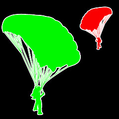 Image showing Skydiver, silhouettes parachuting vector illustration