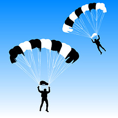 Image showing Skydiver, silhouettes parachuting vector illustration