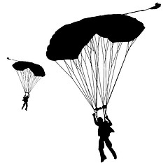 Image showing Skydiver, silhouettes parachuting vector illustration