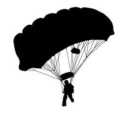 Image showing Skydiver, silhouettes parachuting vector illustration