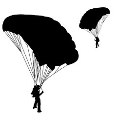 Image showing Skydiver, silhouettes parachuting vector illustration