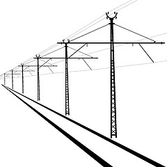 Image showing Railroad overhead lines. Contact wire. Vector illustration.