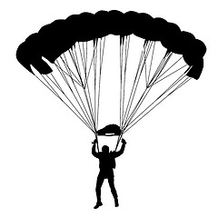 Image showing Skydiver, silhouettes parachuting vector illustration