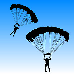 Image showing Skydiver, silhouettes parachuting vector illustration