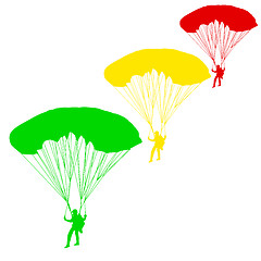 Image showing Skydiver, silhouettes parachuting vector illustration